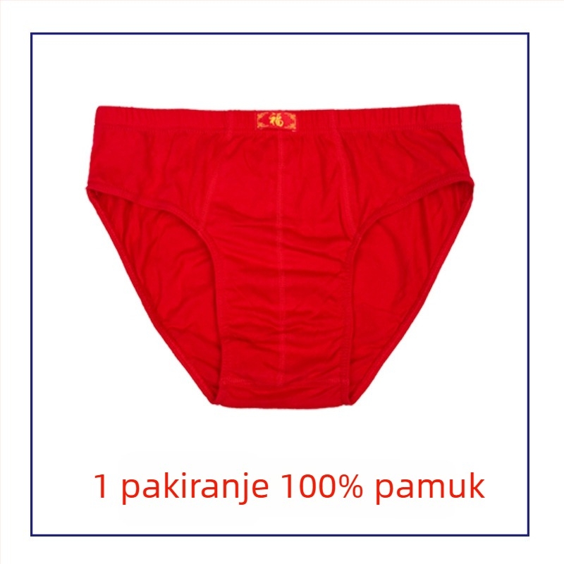 Muške gaćice od 100% pamuka, crvene boje, srednje visine struka, udobne