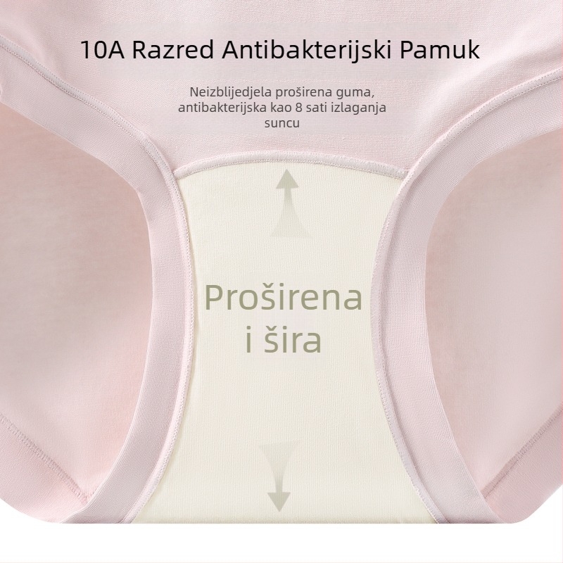 Ženske gaćice s visokim strukom od pamuka, 100% pamuk u preponskoj regiji, antibakterijske, prozračne, bez boja