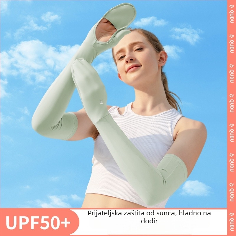 Ženski rukavi za zaštitu od sunca s integriranim rukavicama, za vožnju, Ice Silk najlon 81–95%, ljeto 2025