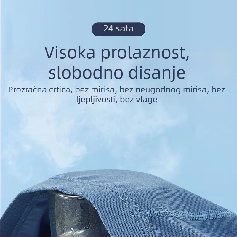 Muške bokserice od viskoze, srednje visine struka; prozračne, brzo se suše, antibakterijske, oblikuju tijelo; glavni materijal 30-50% viskoze; podstava prepona 30-50% viskoze