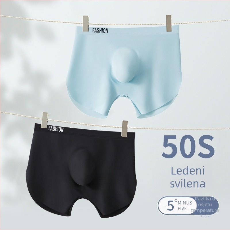 Muške bokserice: prozračne, brzo se suše, jednobojne; glavni materijal poliester/nylon, podstava prepona od viskoze, srednji pojas