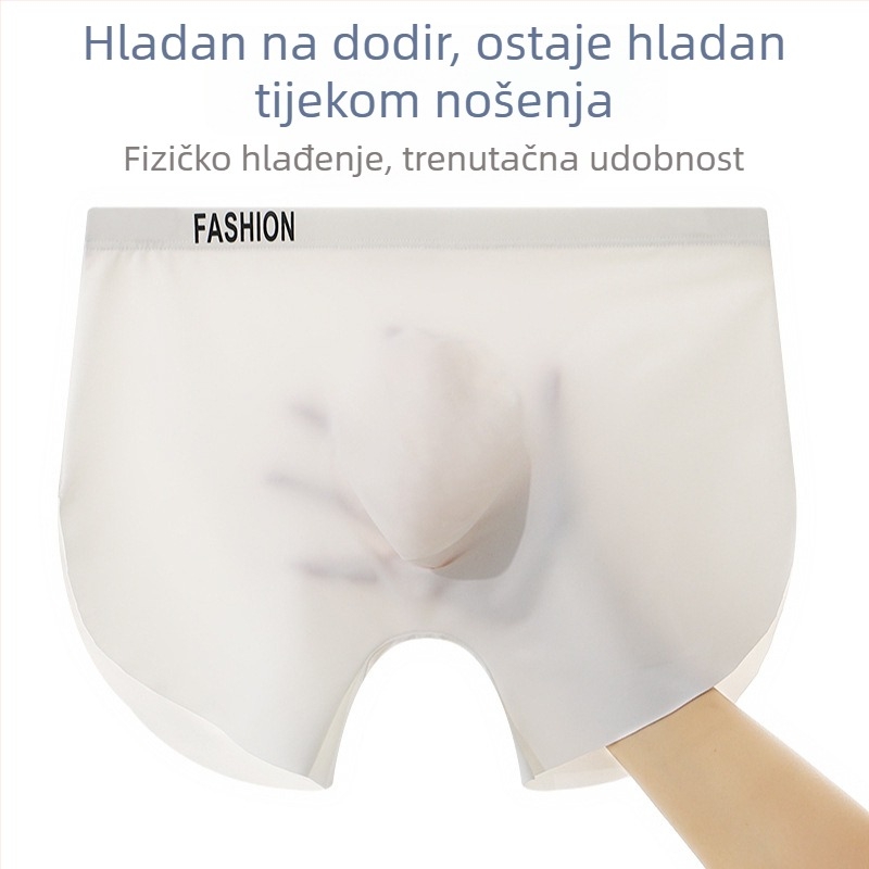 Muške bokserice: prozračne, brzo se suše, jednobojne; glavni materijal poliester/nylon, podstava prepona od viskoze, srednji pojas