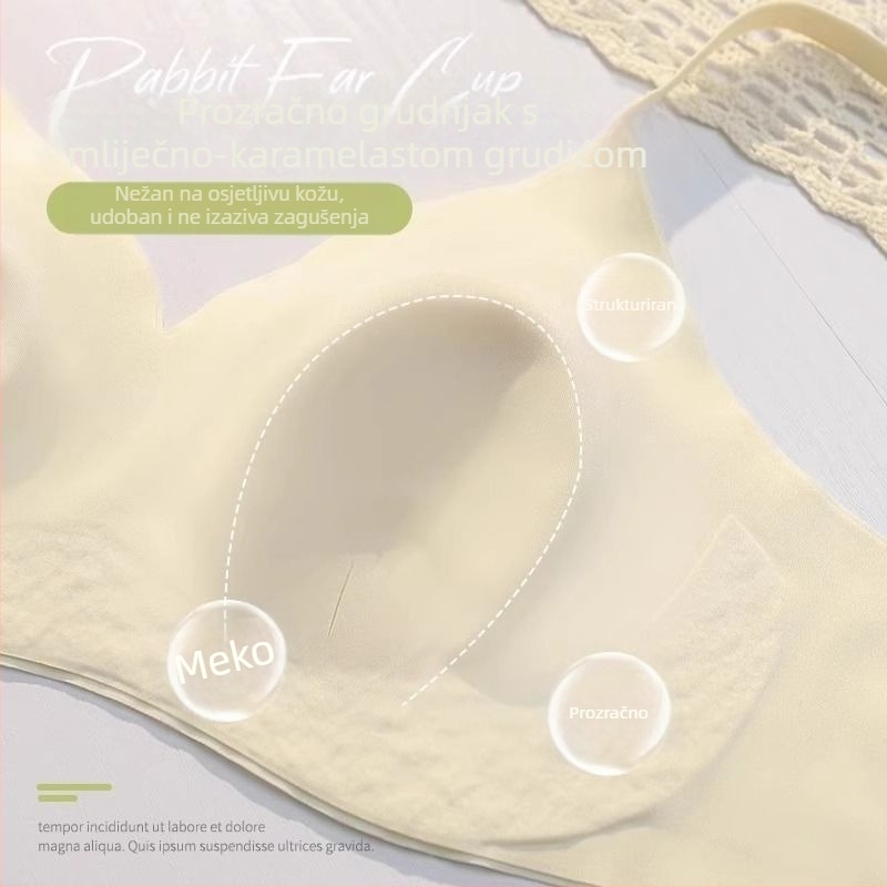 Grudnjak s košaricama u obliku zečjih ušiju, bežični, srednje oblikovani košarice, gornja potpora, prozračni Ice Silk najlon