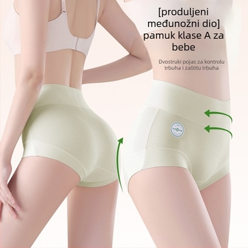 Ženske pamucne gaćice s visokim strukom, podizanje kukova, antibakterijske, produženi predeo, sigurnosne šortse za žene
