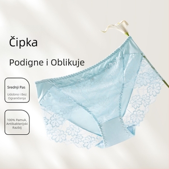 Ženske gaćice od čipke s floralnim uzorkom, najlon čipka, podstava prepona 100% pamuk, srednji porast struka, jacquard pleteni