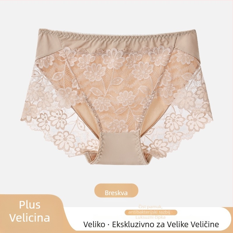 Ženske gaćice od čipke s floralnim uzorkom, najlon čipka, podstava prepona 100% pamuk, srednji porast struka, jacquard pleteni