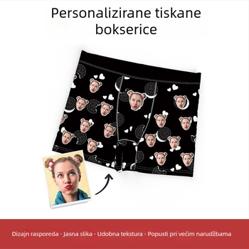 Muške bokserice s 3D digitalnim printom, prilagodba slike POD, Milk Silk materijal, pleteni tkivo, srednji pojas