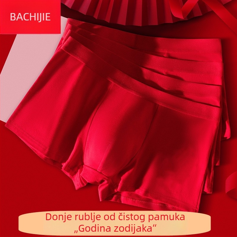 Muške bokserice od 100% pamuka, udobna kroj, velikih veličina, crvene