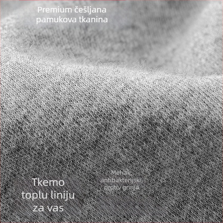 Muški pamučni termalni set za bazni sloj: gustoća 201-250 g/m2, 95-100% pamuk, okrugli izrez, dugi rukav, hlače, jednobojno