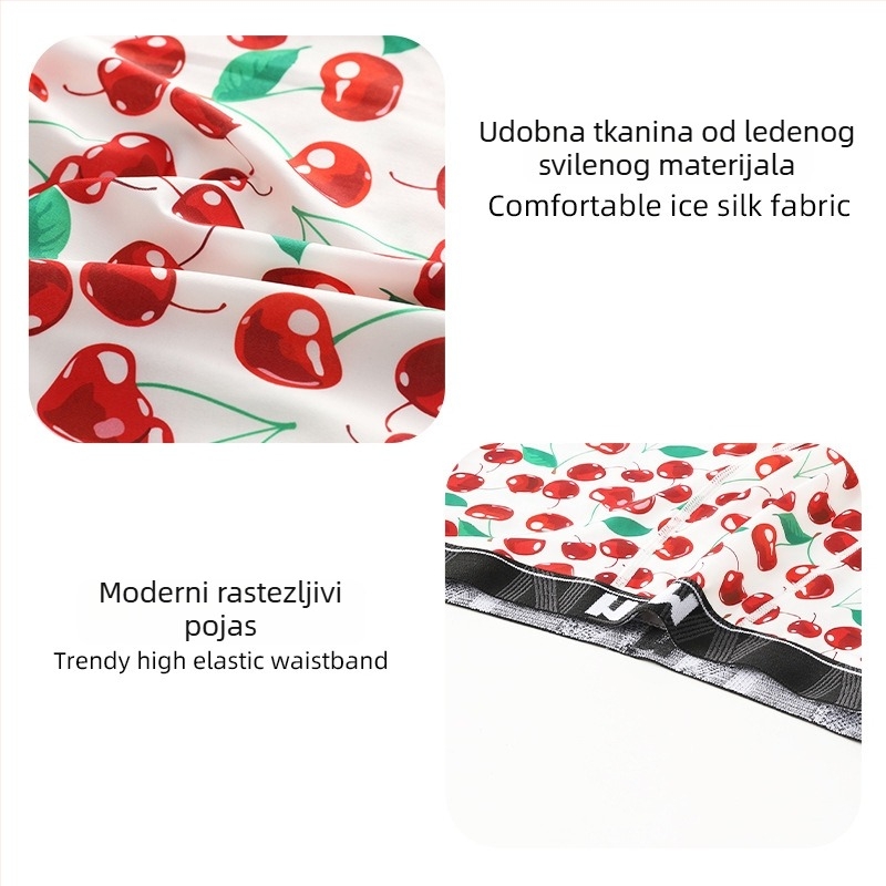 Muške bokserice Ice Silk, prozračne, srednje visine struka, crtani print