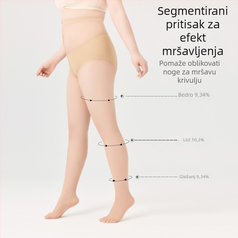 Plus veličine ultra-tanke hulahopke protiv hvatanja za proljeće i ljeto, kožni efekt golih nogu