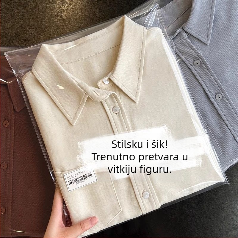 Košulja od Ice Silk, Vinylon 30–50% udjela, dugi rukavi, ovratnik košulje, standardna duljina