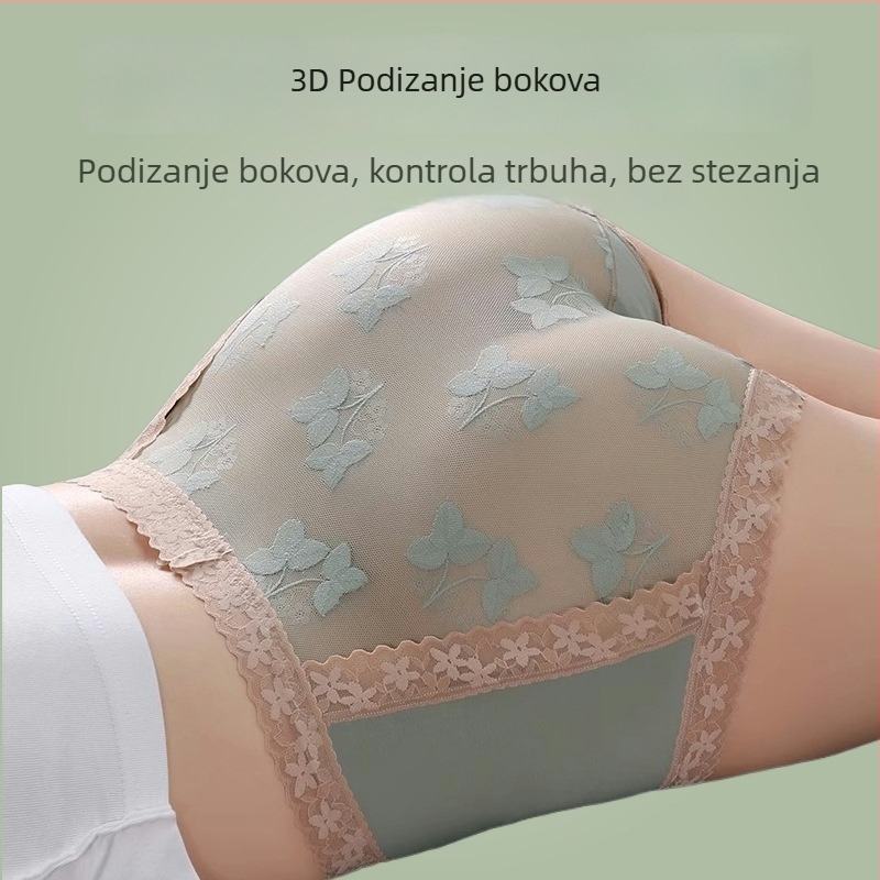 Damske gaćice s visokim strukom od pamuka, 90–95% pamuk, cvjetni ili jednobojni uzorak, prozračné i antibakterijske, brzo se suše