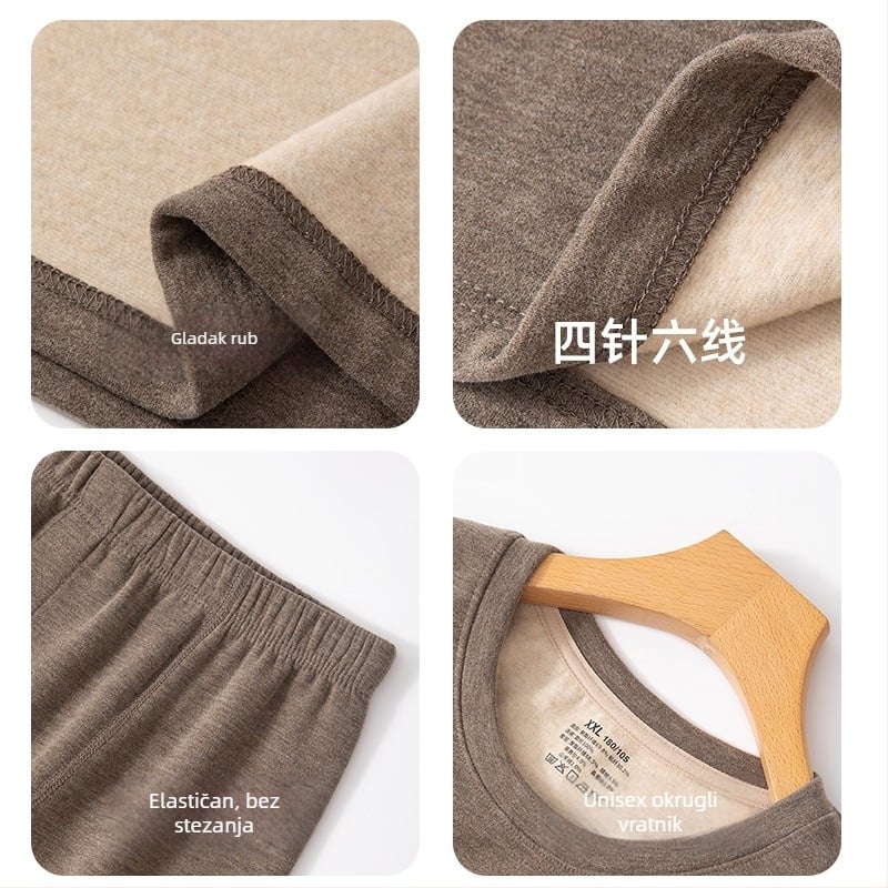 Muški termalni komplet s fleece podsukom, bez šavova, okrugli izrez, dugi rukav, hlače, srednja gustoća 161–180 g/m²