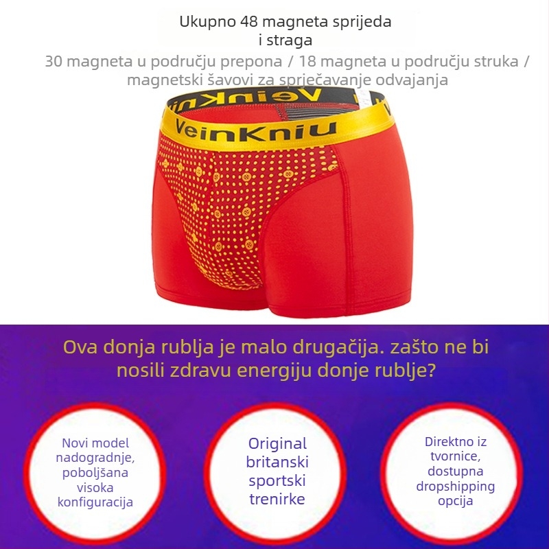 VeinKniu Muške bokserice, modalni materijal, glavni udio 90–95% modal, podstava prepona 100% poliester, srednji struk