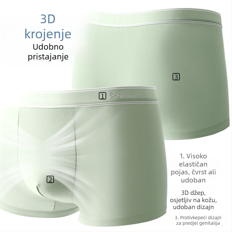 Muške bokserice od 100% pamuka, srednje visoke talije, prozračne, antibakterijske, velike veličine