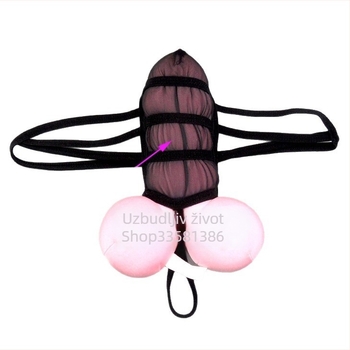 Muške mrežne tangice s prozirnim dizajnom i U-oblikom džepa, sadržaj poliestera 30–50%, pakirano u vrećicu, proljeće 2024