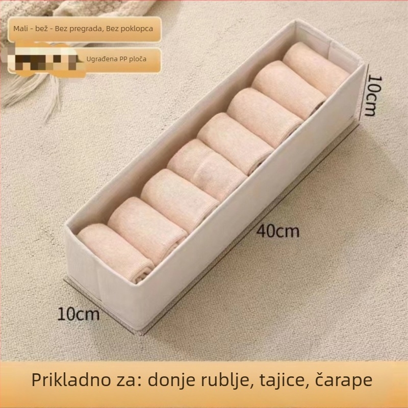 Kutija za skladištenje čarapa i donjeg rublja od pamuka i lana, sklopiva, periva, bez poklopca