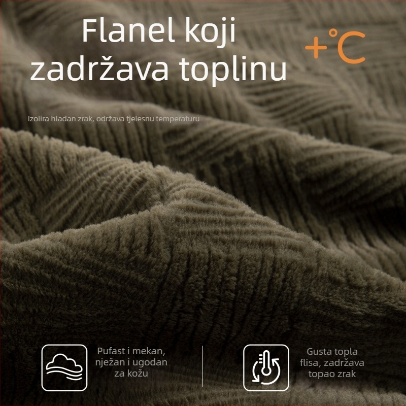Zimski muški pidžama set od flanelnog materijala, s dugim rukavima, topao pliš koralni fleece, za kuću