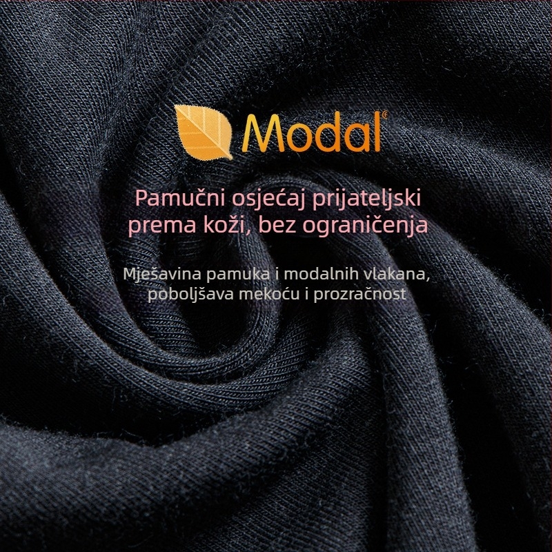 Muški termični komplet donjeg rublja — modalna tkanina, pamukova podstava, tanki materijal, umjerena toplina, uski kroj