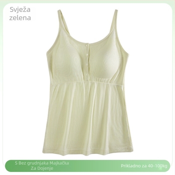 Trudnički noćni top za dojenje s V-izrezom, bez rukava, rameni trakovi, otvor za dojenje, 50–70% viskoza