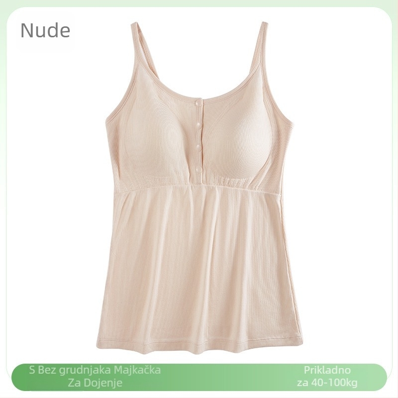 Trudnički noćni top za dojenje s V-izrezom, bez rukava, rameni trakovi, otvor za dojenje, 50–70% viskoza