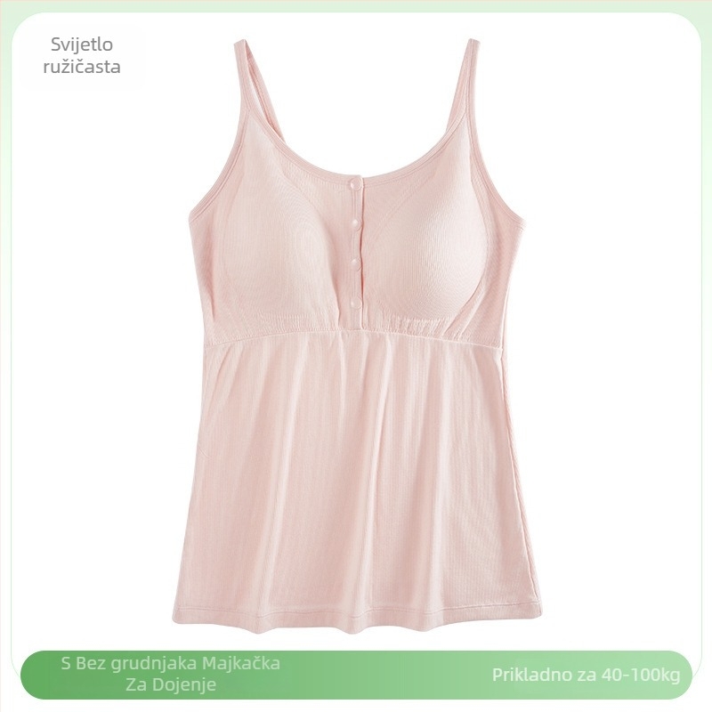 Trudnički noćni top za dojenje s V-izrezom, bez rukava, rameni trakovi, otvor za dojenje, 50–70% viskoza