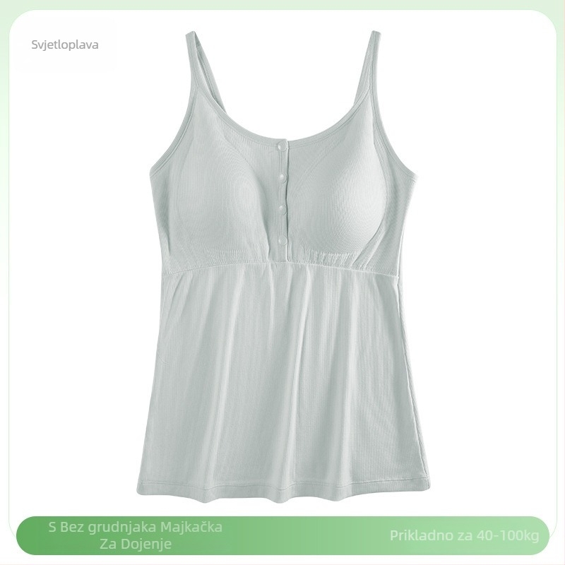 Trudnički noćni top za dojenje s V-izrezom, bez rukava, rameni trakovi, otvor za dojenje, 50–70% viskoza