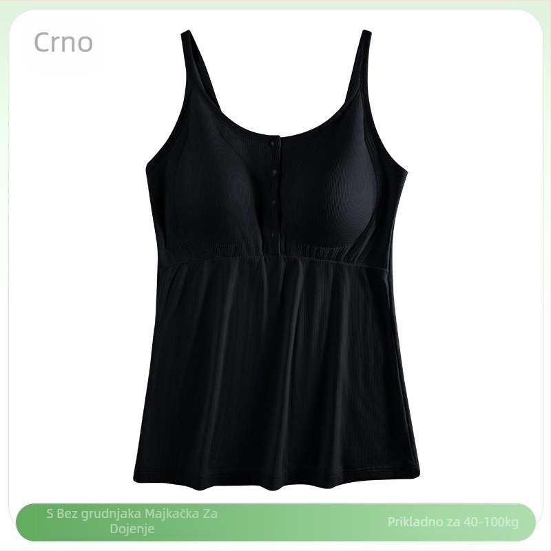Trudnički noćni top za dojenje s V-izrezom, bez rukava, rameni trakovi, otvor za dojenje, 50–70% viskoza
