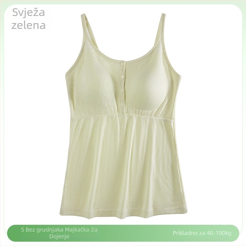 Trudnički noćni top za dojenje s V-izrezom, bez rukava, rameni trakovi, otvor za dojenje, 50–70% viskoza