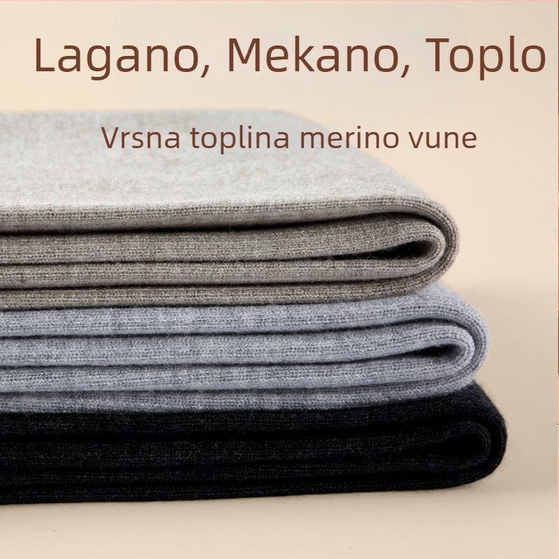 Unisex vunene termo hlače s visokim strukom — oblikovanje tijela i održavanje topline, srednje gustoće vuna, jednobojni uzorak