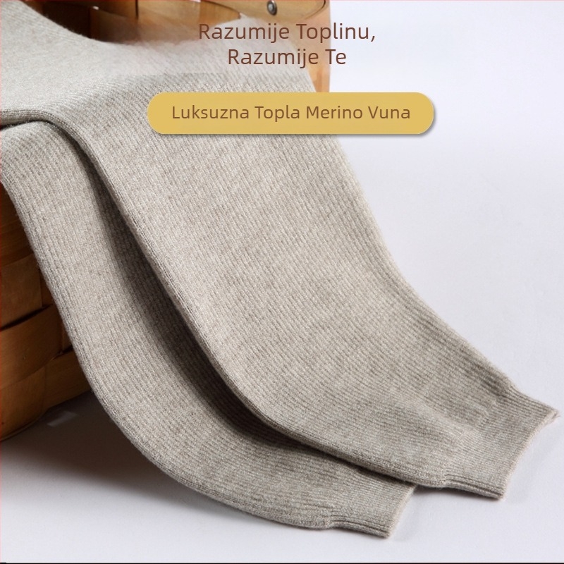 Unisex vunene termo hlače s visokim strukom — oblikovanje tijela i održavanje topline, srednje gustoće vuna, jednobojni uzorak
