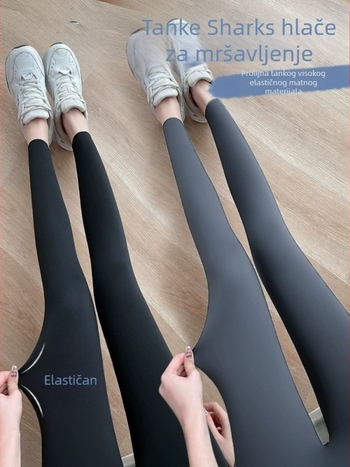 Ženske zimske joga hlače s flecom, debele, opušten kroj, duljina 9/10