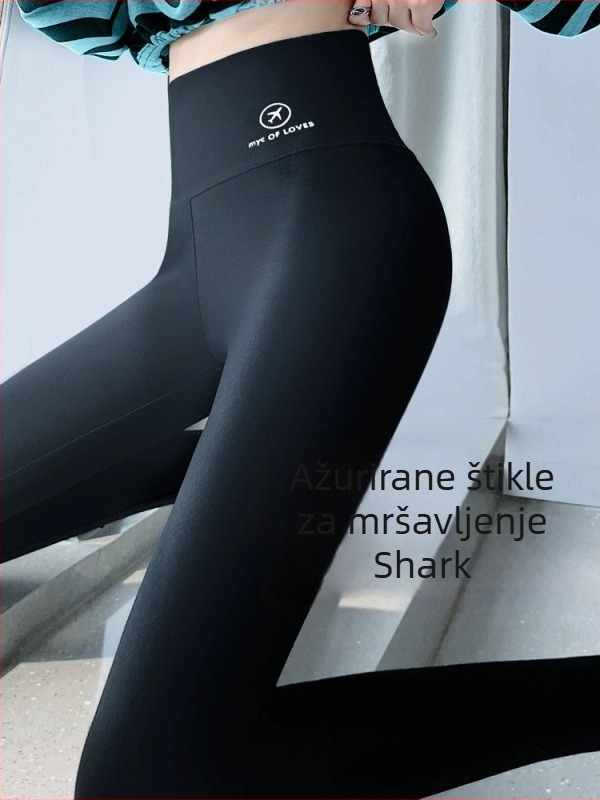 Ženske zimske joga hlače s flecom, debele, opušten kroj, duljina 9/10