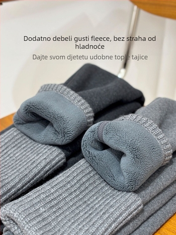 Dječje zimske tajice od pamuka s baršunastom pilesom, 93% pamuk, srednji pojas, puna duljina, elastični pojas, antistatike, za djecu 3–8 godina