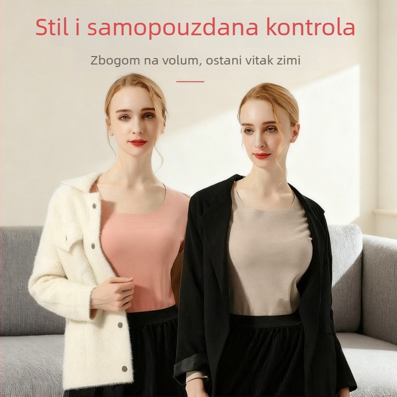 Bešuvni topli set donjeg rublja za žene, dvostrano četkan materijal, tanak, gornji dio i hlače, tanak osnovni sloj