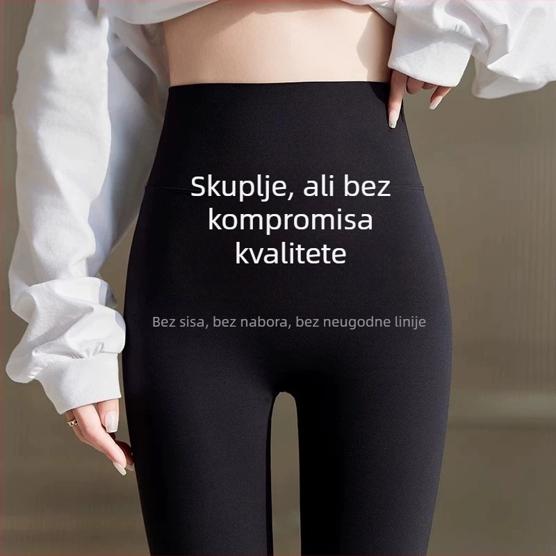 Ženske termalne hlače s visokim strukom, fleece podstava, 3/4 dužine, Barbie joga stil, mala figura