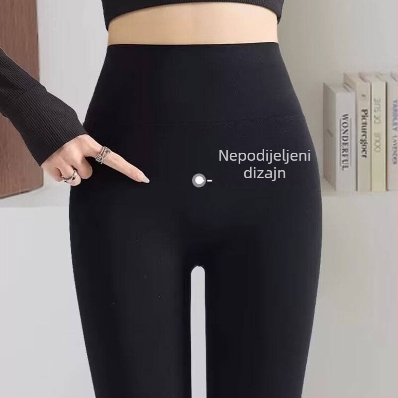 Ženske termalne hlače s visokim strukom, fleece podstava, 3/4 dužine, Barbie joga stil, mala figura