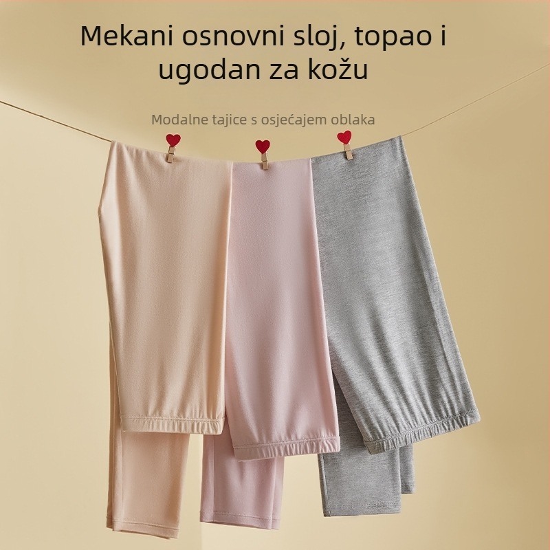 Ženske tanke leggings od modala, duljina 9/10, topli osnovni sloj za proljeće i jesen