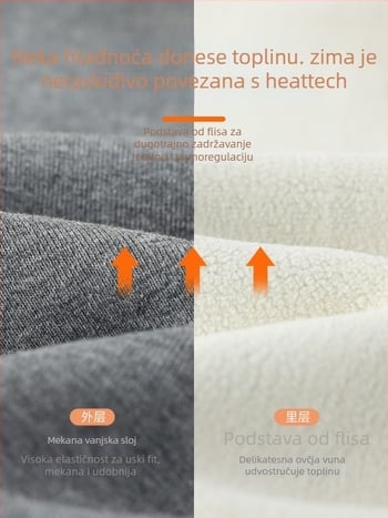 Ženske termalne hlače, visokim strukom i kontrolom trbuha, pamuk-spandeks smjesa, geometrijski uzorak, duljina 3/4, srednja debljina, održavaju toplinu