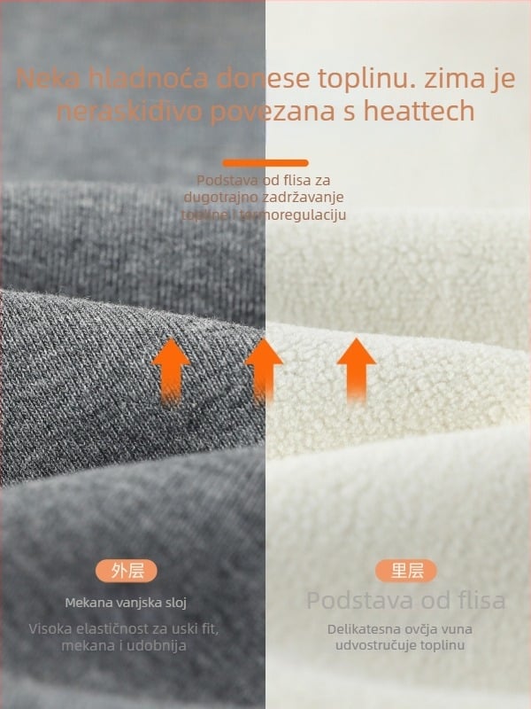 Ženske termalne hlače, visokim strukom i kontrolom trbuha, pamuk-spandeks smjesa, geometrijski uzorak, duljina 3/4, srednja debljina, održavaju toplinu