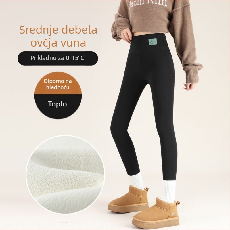 Ženske termalne hlače, visokim strukom i kontrolom trbuha, pamuk-spandeks smjesa, geometrijski uzorak, duljina 3/4, srednja debljina, održavaju toplinu