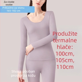 Žensko termalno donje rublje s produženom linijom, čista pamuk, elastično, uski kroj, okrugli izrez