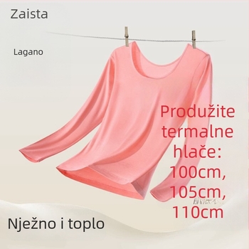 Žensko termalno donje rublje s produženom linijom, čista pamuk, elastično, uski kroj, okrugli izrez