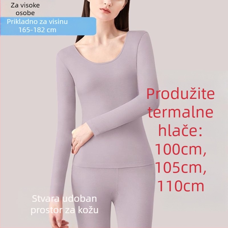 Žensko termalno donje rublje s produženom linijom, čista pamuk, elastično, uski kroj, okrugli izrez