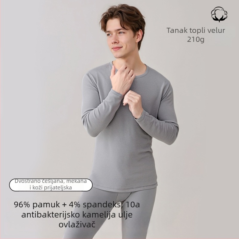Muški jesenski termalni komplet (gornje i donje) - 95-100% pamuk, debljina 181-200 g/m², bezšivni, antibakterijski, zadržava toplinu