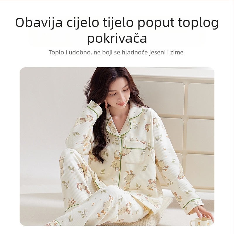 Jingqi dvodijelni set za majčinstvo od prozračnog pamuka, topli jesensko-zimski kućni komad za trudnoću i dojenje