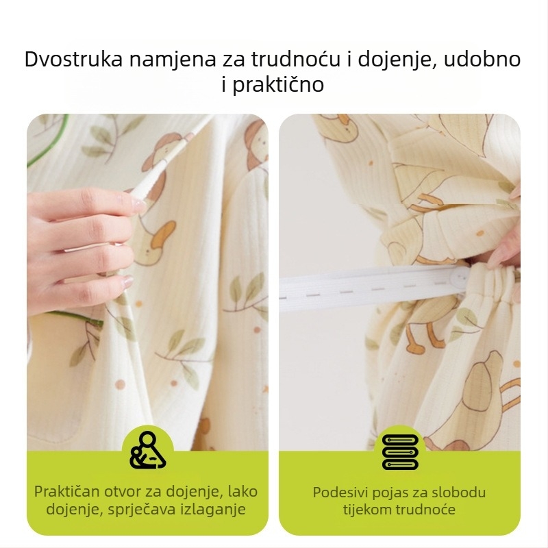 Jingqi dvodijelni set za majčinstvo od prozračnog pamuka, topli jesensko-zimski kućni komad za trudnoću i dojenje