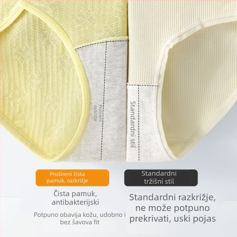 Ženske gaćice visokog struka od pamuka, prozračne i antibakterijske, s pamukovom podlogom