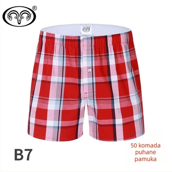 Muške bokserice od 100% pamuka, dišuće, srednje visoki pojas, bezšivne, uzorak 29453